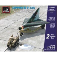 Armory Models Group 1/144 Немецкий экспериментальный реактивный истребитель Lippisch P.13a с Sd.Kfz.2 Kettenkrad. № AR14507